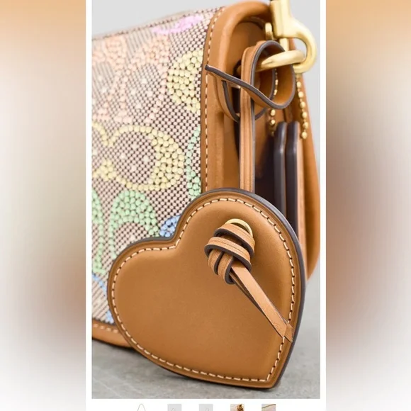 COACH Women's Crystal Jacquard Swinger Shoulder Bag 20 with Chain - Picture 3 of 4